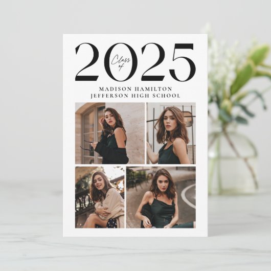 Faire-part Classe moderne de 2025 5 Diplôme photo (Debout devant)