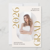 Faire-part Classe moderne de 2025 Gold Grad 2e licence photo (Devant)