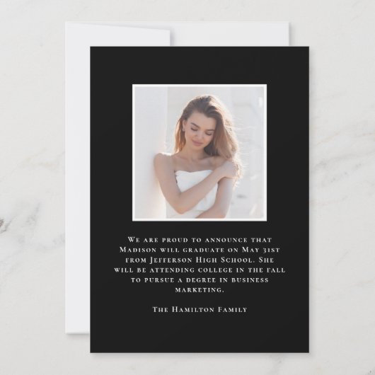 Faire-part Classe moderne de 2025 Grad 2e licence photo (Dos)