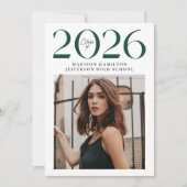 Faire-part Classe moderne de 2025 Green 2 Photo Graduation (Devant)