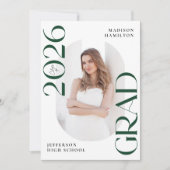 Faire-part Classe moderne de 2025 Green Grad 2e licence photo (Devant)