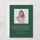 Faire-part Classe moderne de 2025 Green Grad 2e licence photo (Dos)