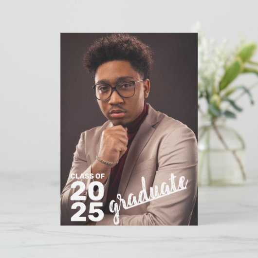 Faire-part Classe moderne de 2025 Lycée photo (Debout devant)