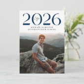 Faire-part Classe moderne de 2025 Marine 2 - Diplôme photo (Debout devant)