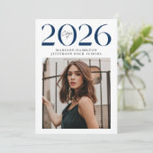 Faire-part Classe moderne de 2025 Marine 2 - Diplôme photo (Debout devant)