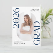 Faire-part Classe moderne de 2025 Marine Grad 2e licence phot (Debout devant)