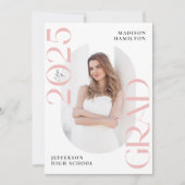 Faire-part Classe moderne de 2025 Pink Grad 2e licence photo (Devant)