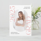 Faire-part Classe moderne de 2025 Pink Grad 2e licence photo (Debout devant)