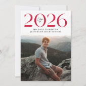 Faire-part Classe moderne de 2025 Red 2 photo Graduation (Devant)