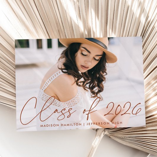Faire-part Classe moderne de 2025 Terracotta Script Photo