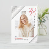 Faire-part Classe moderne de photo noir et rouge pour la remi (Debout devant)