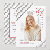 Faire-part Classe moderne de photo noir et rouge pour la remi (Devant / Derrière)