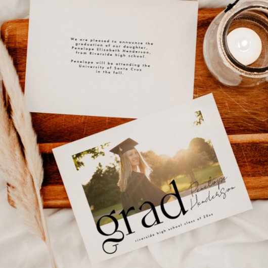 Faire-part Classe moderne Noir et Blanc de 2025 Graduation