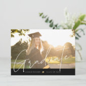 Faire-part Classe moderne noire de 2024 Graduation (Debout devant)