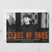 Faire-part Classe moderne Orange Neon de 2025 - Diplôme Photo (Devant)