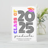 Faire-part Classe moderne rétro de 2025 Rainbow (Debout devant)