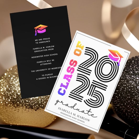 Faire-part Classe moderne rétro de 2025 Rainbow