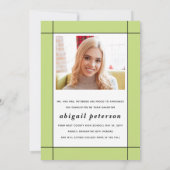 Faire-part Classe moderne vert pâle classe de 2025 graduation (Dos)