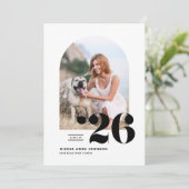 Faire-part Classe noire de 2025 Arch Photo Graduation (Debout devant)