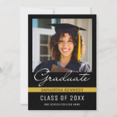 Faire-part Classe Noire et Or de 2025 Graduation Photo (Devant)