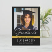 Faire-part Classe Noire et Or de 2025 Graduation Photo (Debout devant)