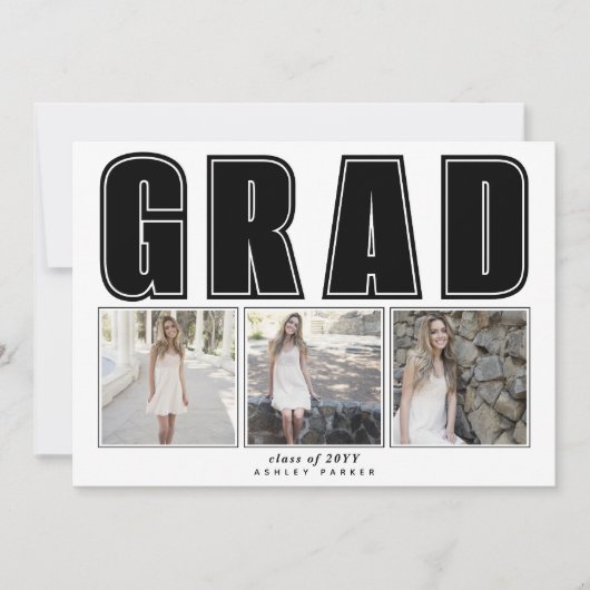 Faire-part Classe noire moderne de 2025 GRAD graduation photo (Devant)