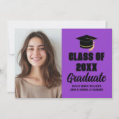 Faire-part Classe noire violet de 2025 - Diplôme photo (Devant)