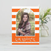 Faire-part Classe orange vibre de 2023 Arch photo graduation (Debout devant)