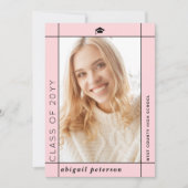 Faire-part Classe rose vif moderne de photo de graduation 202 (Devant)