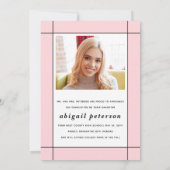 Faire-part Classe rose vif moderne de photo de graduation 202 (Dos)