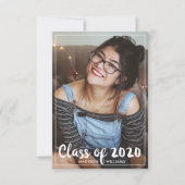 Faire-part Classe simple de l'année Fun Script 4 Diplôme phot (Devant)