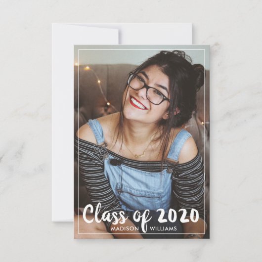 Faire-part Classe simple de l'année Fun Script 4 Diplôme phot (Devant)