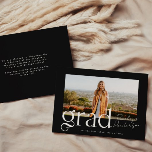 Faire-part Classe simple noire et blanche de 2025 Graduation