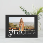 Faire-part Classe simple noire et blanche de 2025 Graduation (Debout devant)