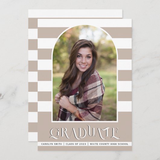 Faire-part Classe Teaupe de 2023 Arch photo graduation (Devant / Derrière)