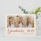 Faire-part Classe Terracotta de 2025 Collage photo Graduation (Debout devant)