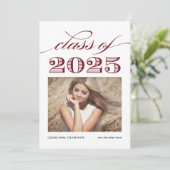 Faire-part Classe Vintage rouge de 2025 (Debout devant)