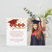 Faire-part Classic 2 Photo Graduation Rouge et Or (Debout devant)