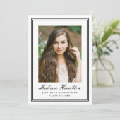 Faire-part Classic Black Double Border Photo Graduation (Debout devant)
