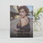 Faire-part Classic Black Gold Photo Graduation (Debout devant)