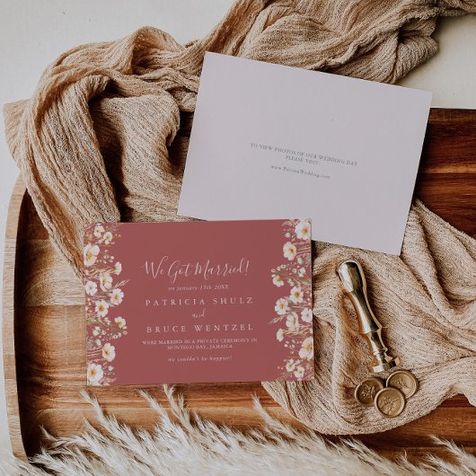 Faire-part Classic Boho Blush Fleur sauvage Elopement