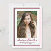 Faire-part Classic Burgundy Double Border Photo Graduation (Devant)