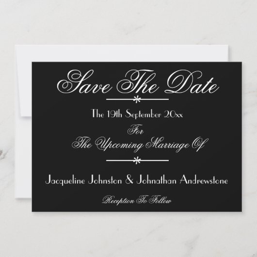 Faire-part Classic Chic Script Names B & W Enregistrer La Dat (Devant)