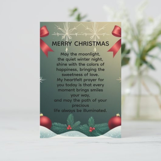 Faire-part Classic Christmas Snowflake Border with Red Bows (Debout devant)