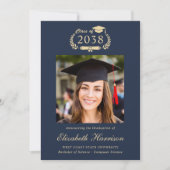 Faire-part Classic Crest Blue Gold Photo College Graduation (Devant)