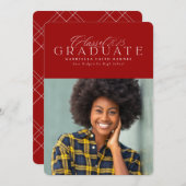 Faire-part Classic élégant Classe de 2025 graduation rouge (Devant / Derrière)