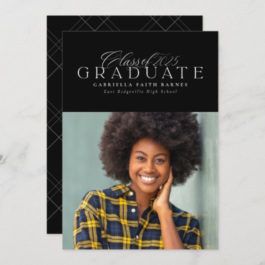 Faire-part Classic élégant Classe de graduation 2025 (Devant / Derrière)