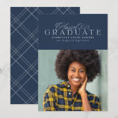 Faire-part Classic élégant marine 2025 graduation photo (Devant / Derrière)