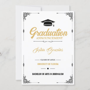 Faire-part Classic Élégant Script White Graduation