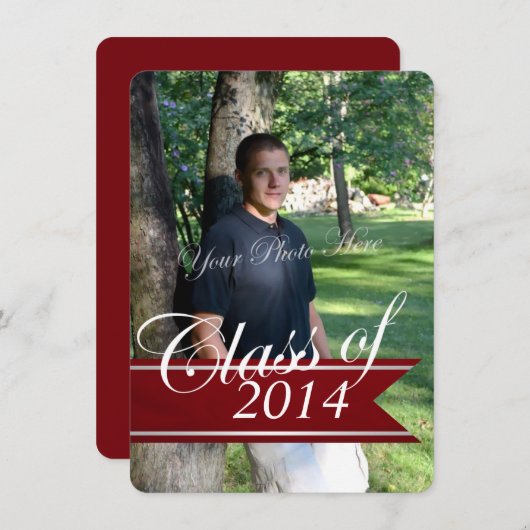 Faire-part Classic Grad 2014 Varsity Banner Red Photo (Devant / Derrière)